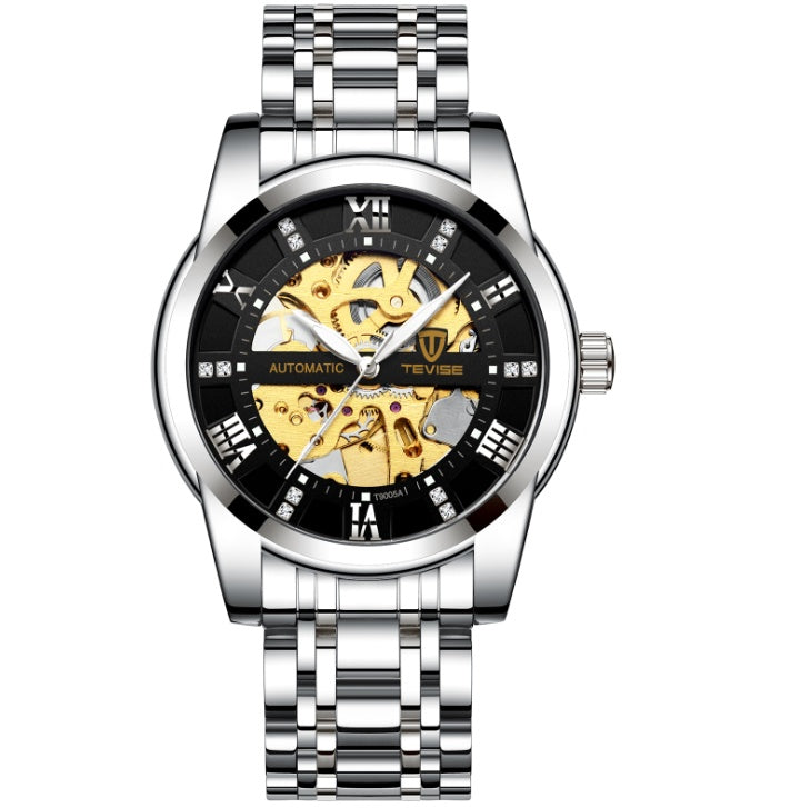TEVISE Automatic Watch – Skeleton Design, Water-Resistant