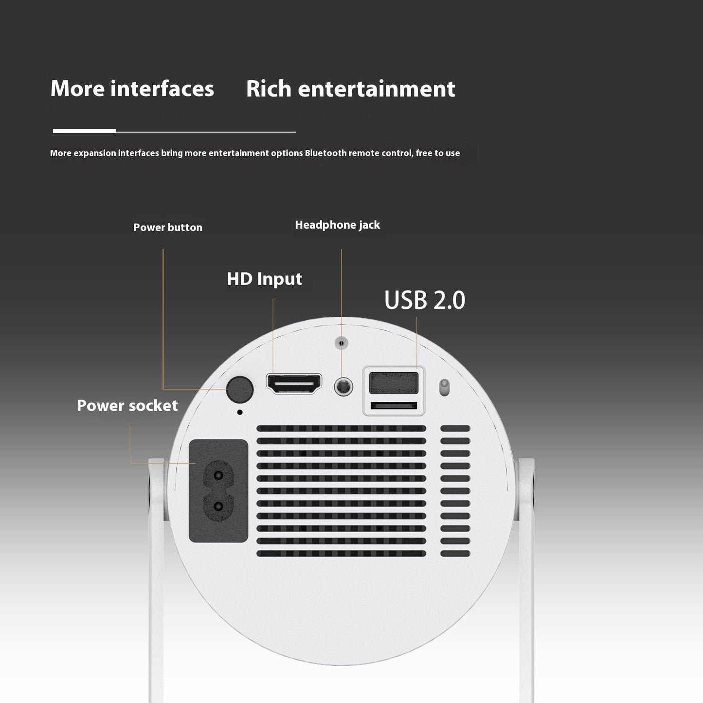 Portable HD Projector with Auto Focus & 180° Adjustable Angle