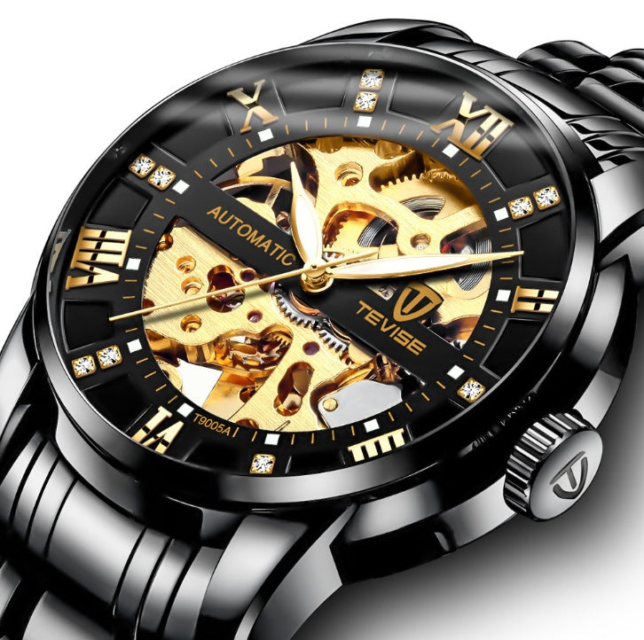 TEVISE Automatic Watch – Skeleton Design, Water-Resistant