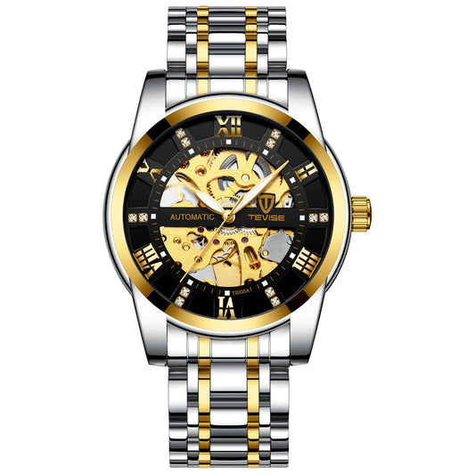 TEVISE Automatic Watch – Skeleton Design, Water-Resistant